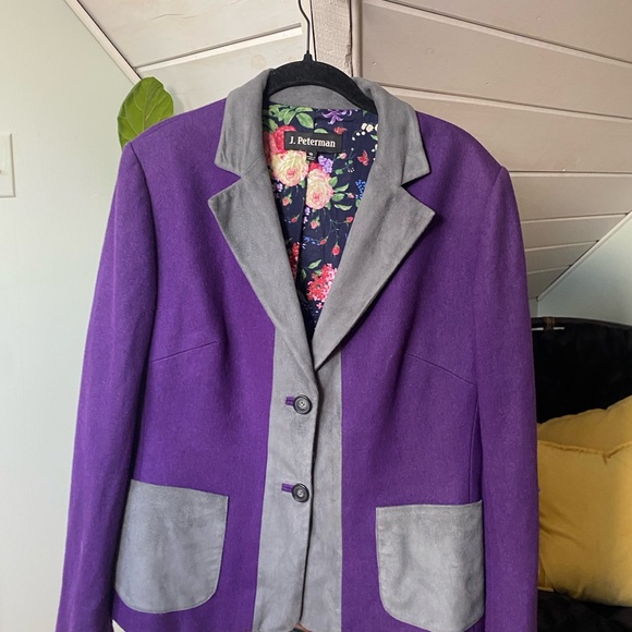 J. Peterman Company Wool Blend Blazer with Colorblock and Printed Lining Size 10 - Picture 12 of 12